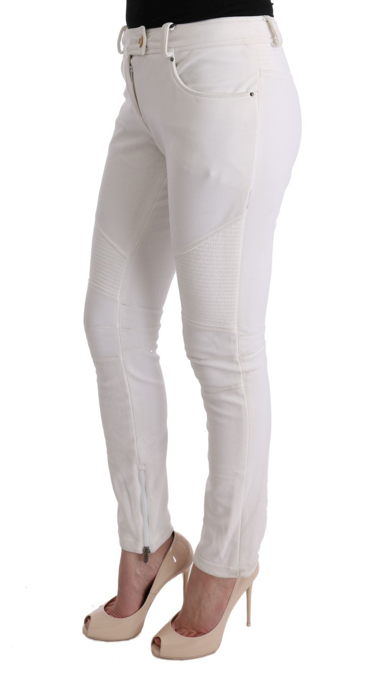 Chique witte slim fit katoenen broek