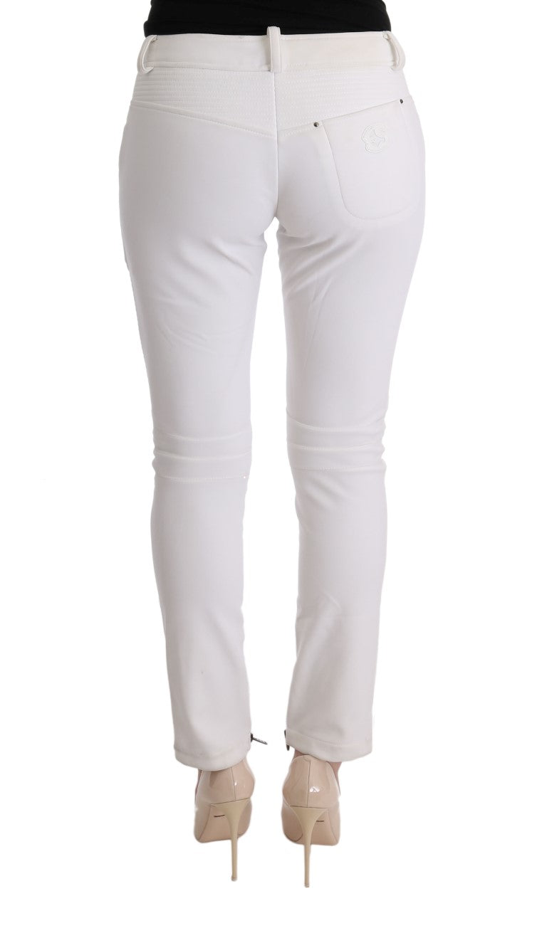 Chique witte slim fit katoenen broek