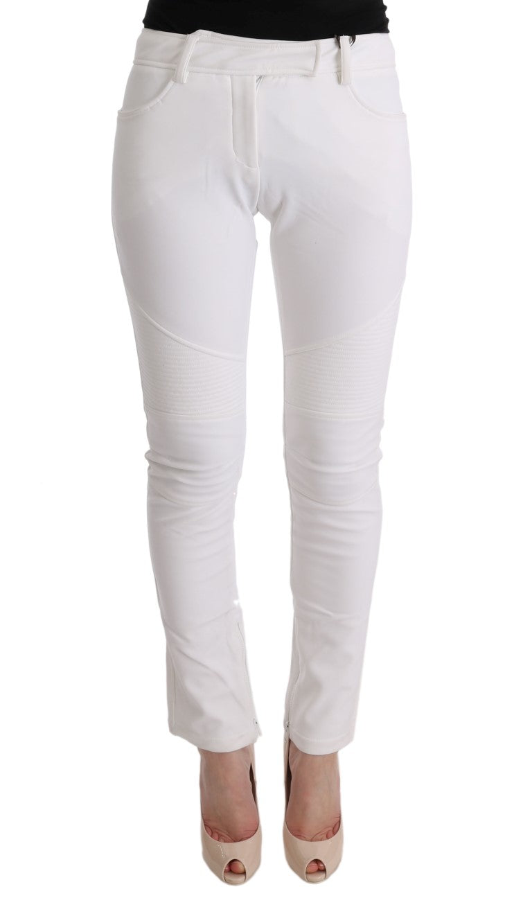 Chique witte slim fit katoenen broek