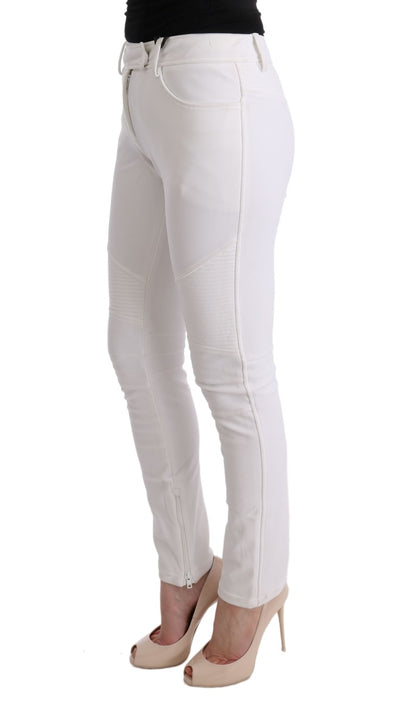 Chique witte slim fit katoenen broek