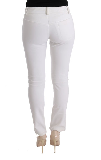 Chique witte slim fit katoenen broek