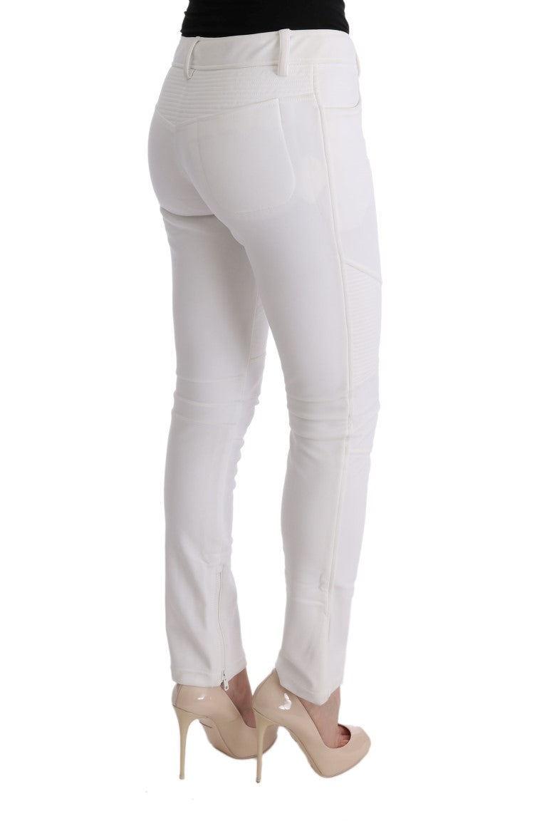 Chique witte slim fit katoenen broek