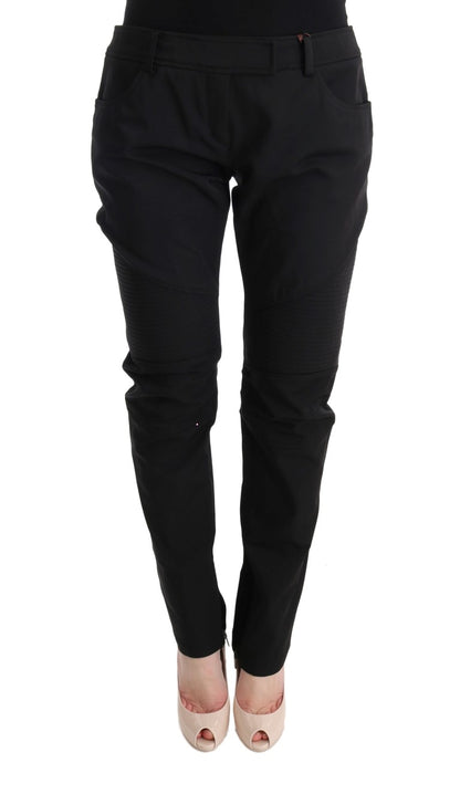 Strakke zwarte katoenen slim fit broek