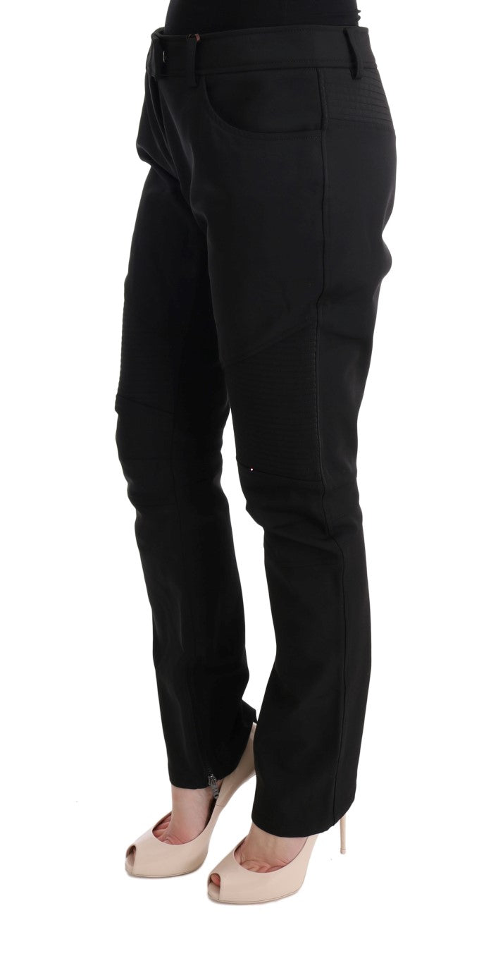 Strakke zwarte katoenen slim fit broek