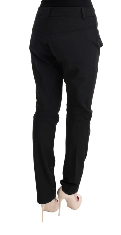 Strakke zwarte katoenen slim fit broek