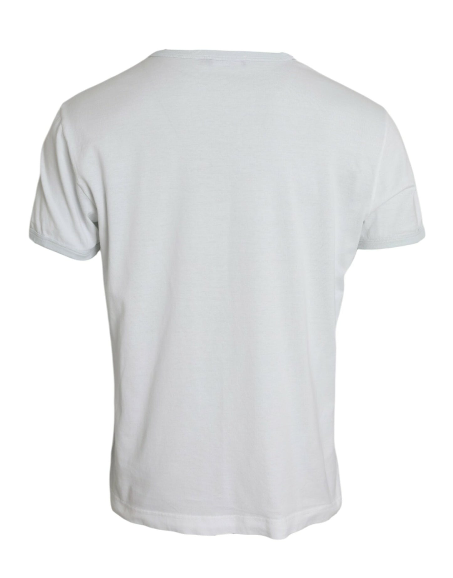 Wit katoenen T-shirt met ronde hals en korte mouwen