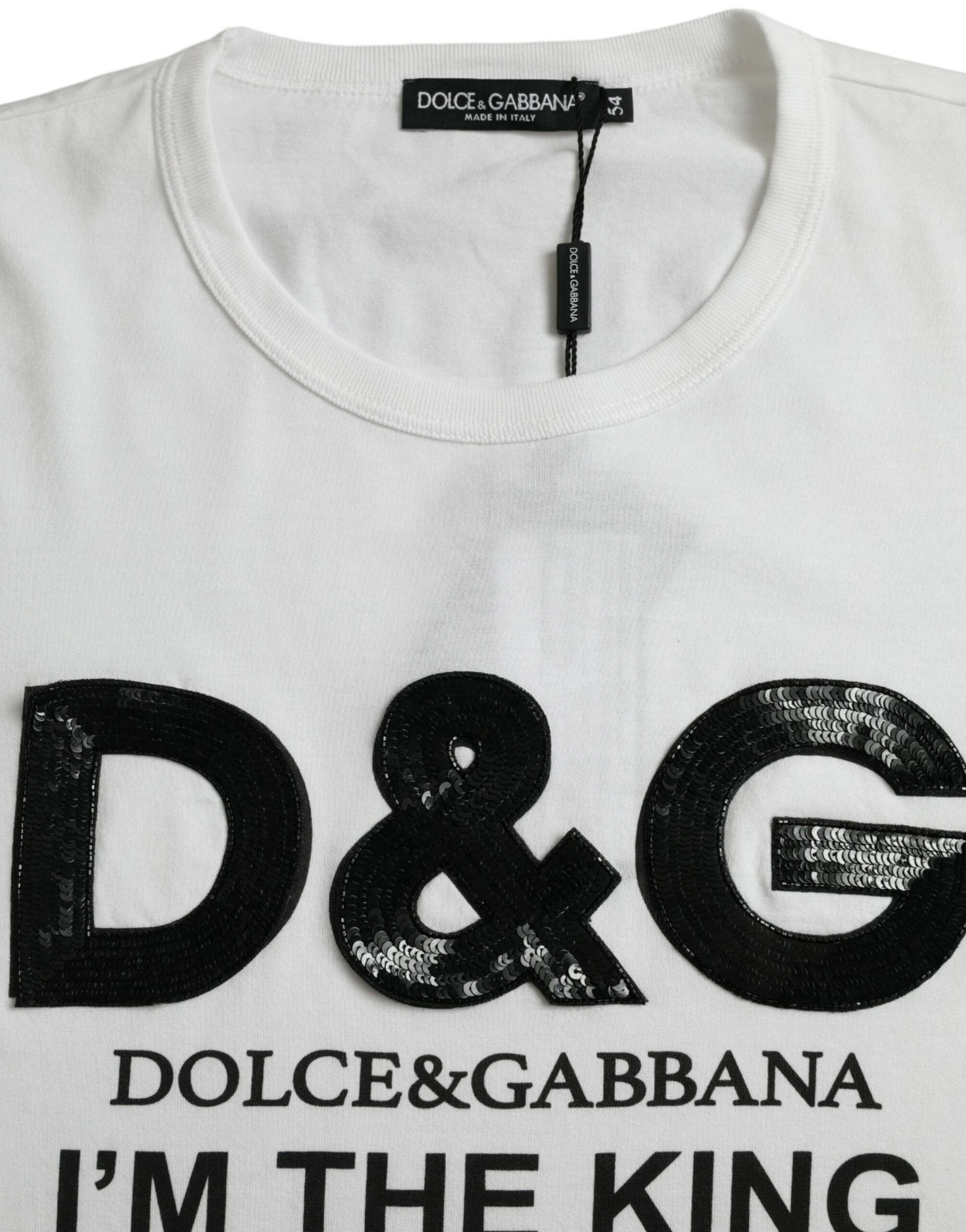 Wit D&amp;G King Print katoenen ronde hals T-shirt