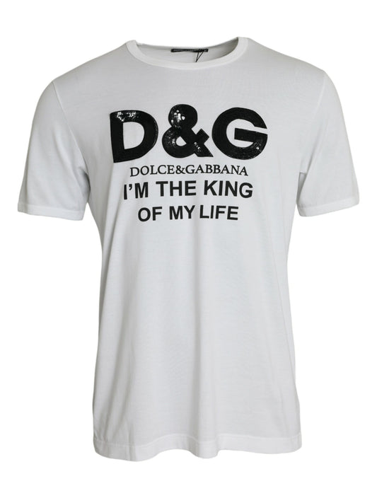 Wit D&amp;G King Print katoenen ronde hals T-shirt