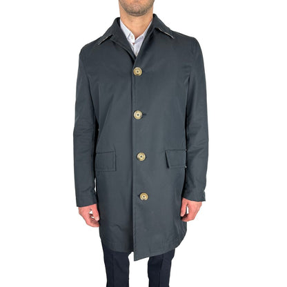 Elegante marineblauwe enkelrijs trenchcoat