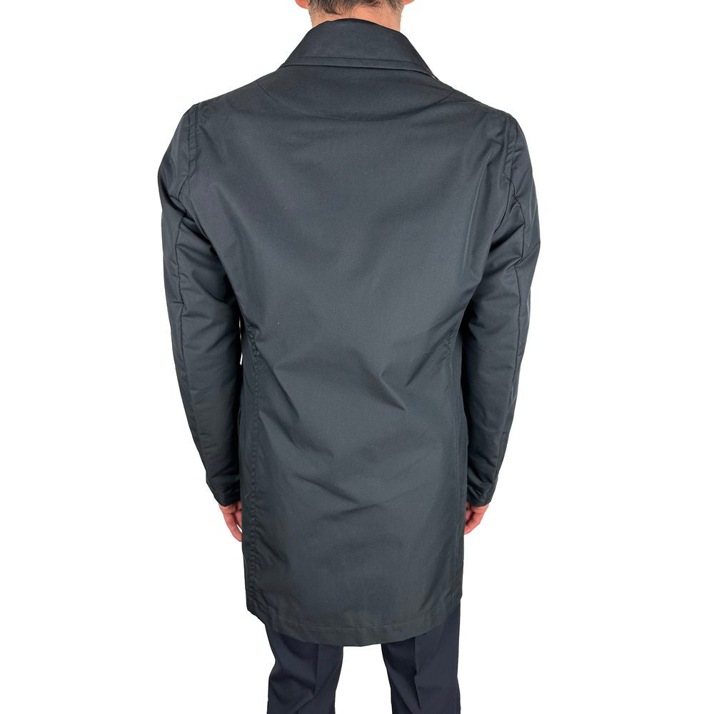 Elegante marineblauwe enkelrijs trenchcoat