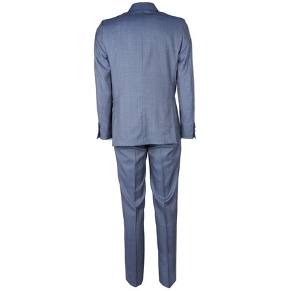 Blue Virgin Wool Men Suit