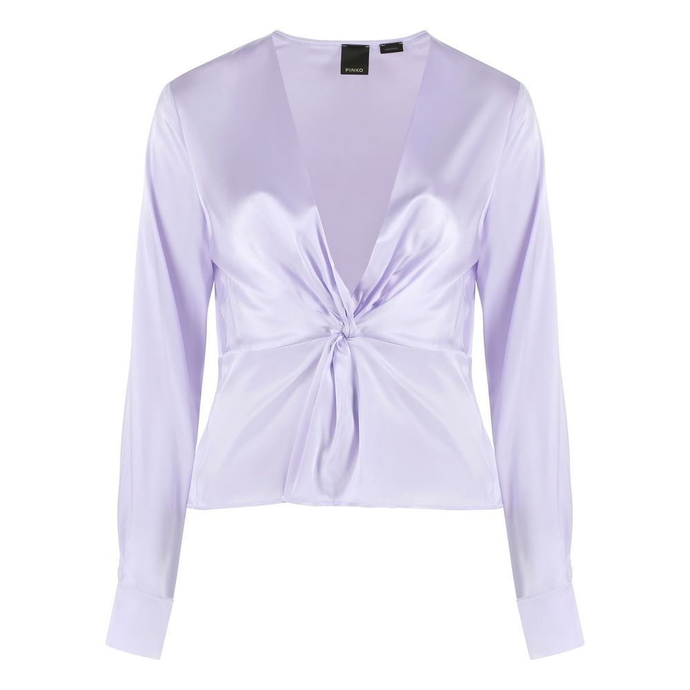 Lila zijden elegante blouse