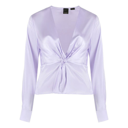 Lila zijden elegante blouse