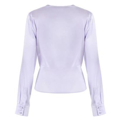 Lila zijden elegante blouse