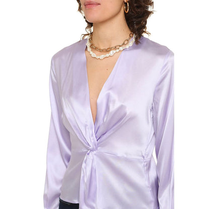 Lila zijden elegante blouse