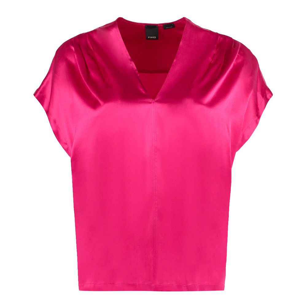 Elegante fuchsia zijden blend blouse