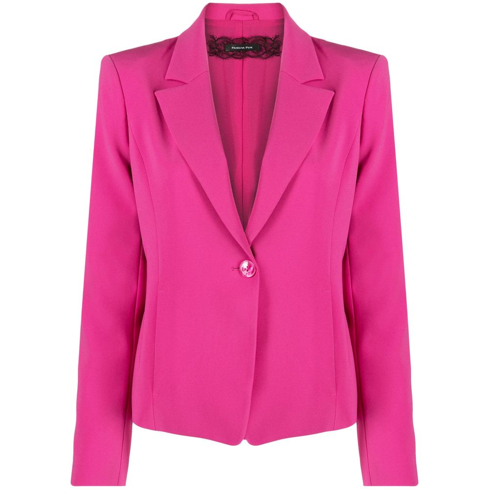 Fuchsia éénknoops rekbaar chique blazer