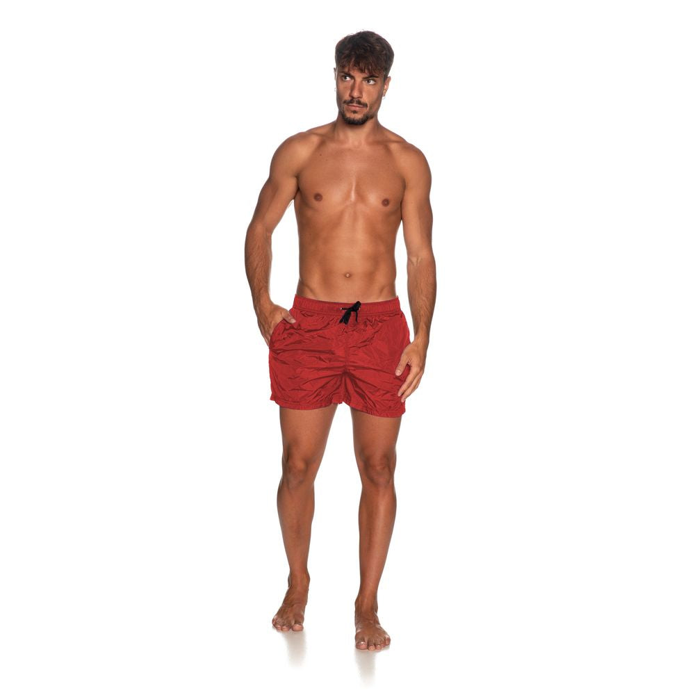 Red Nylon Men Swimsuit