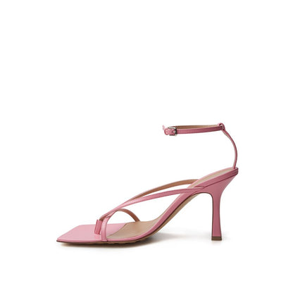 Elegante roze leren sandalen voor een verfijnde stijl