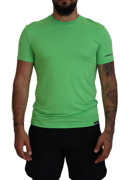 Groen Modal T-shirt met korte mouwen en ronde hals