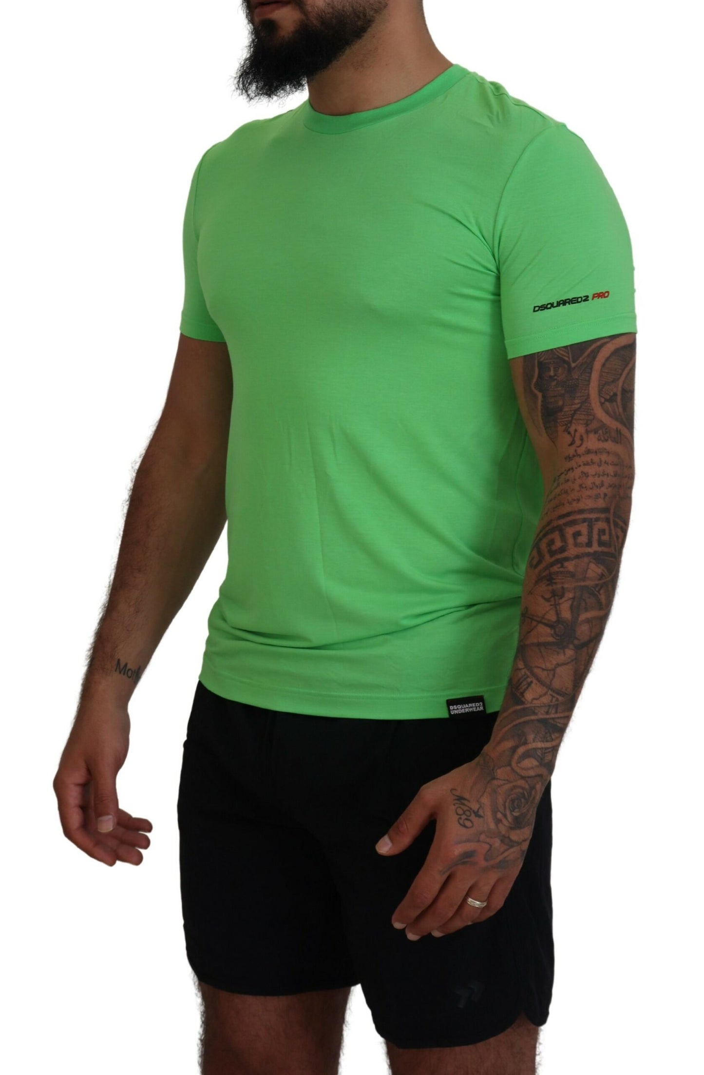 Groen Modal T-shirt met korte mouwen en ronde hals