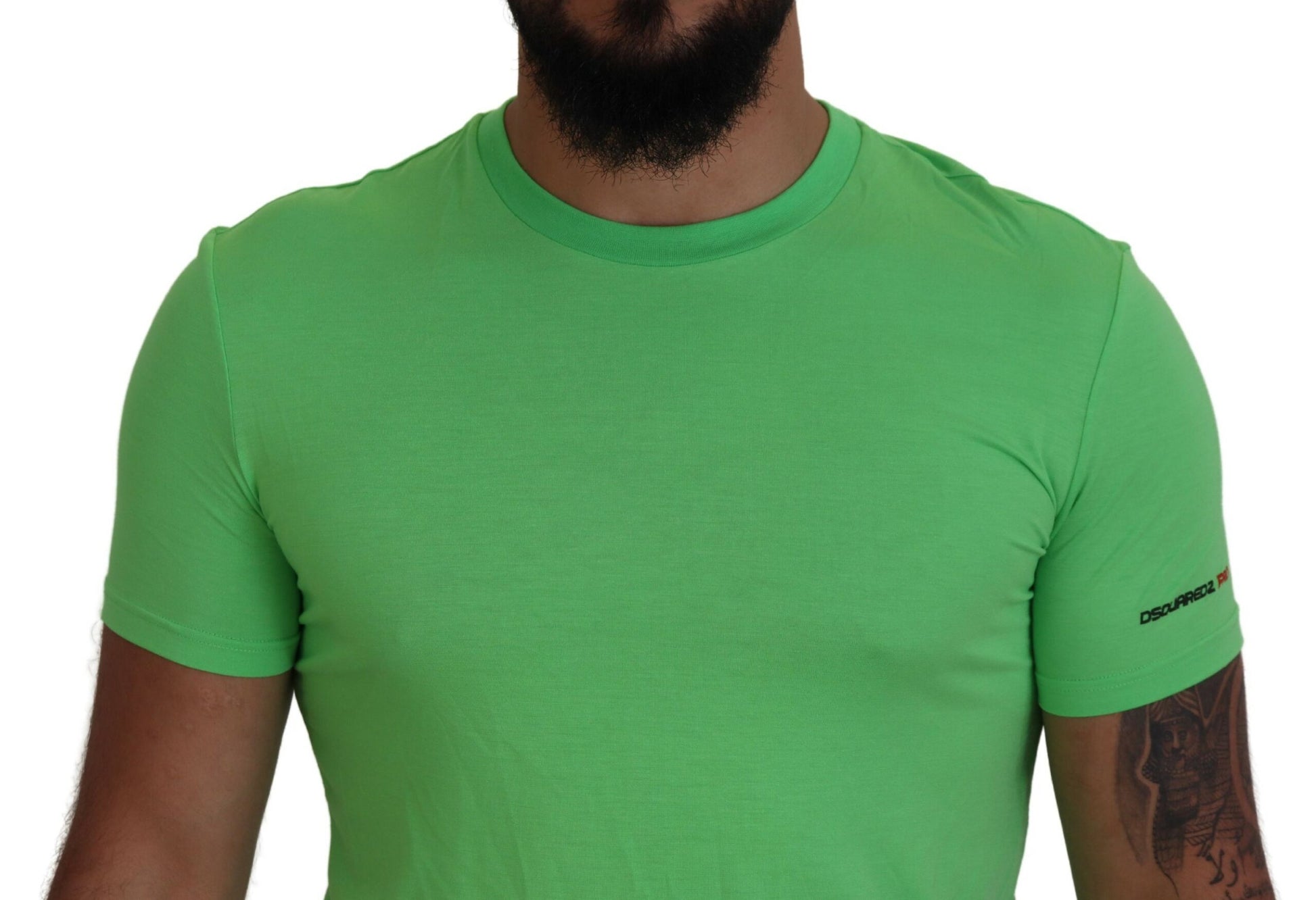 Groen Modal T-shirt met korte mouwen en ronde hals