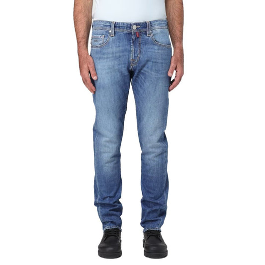 Blauwe katoenen herenjeans