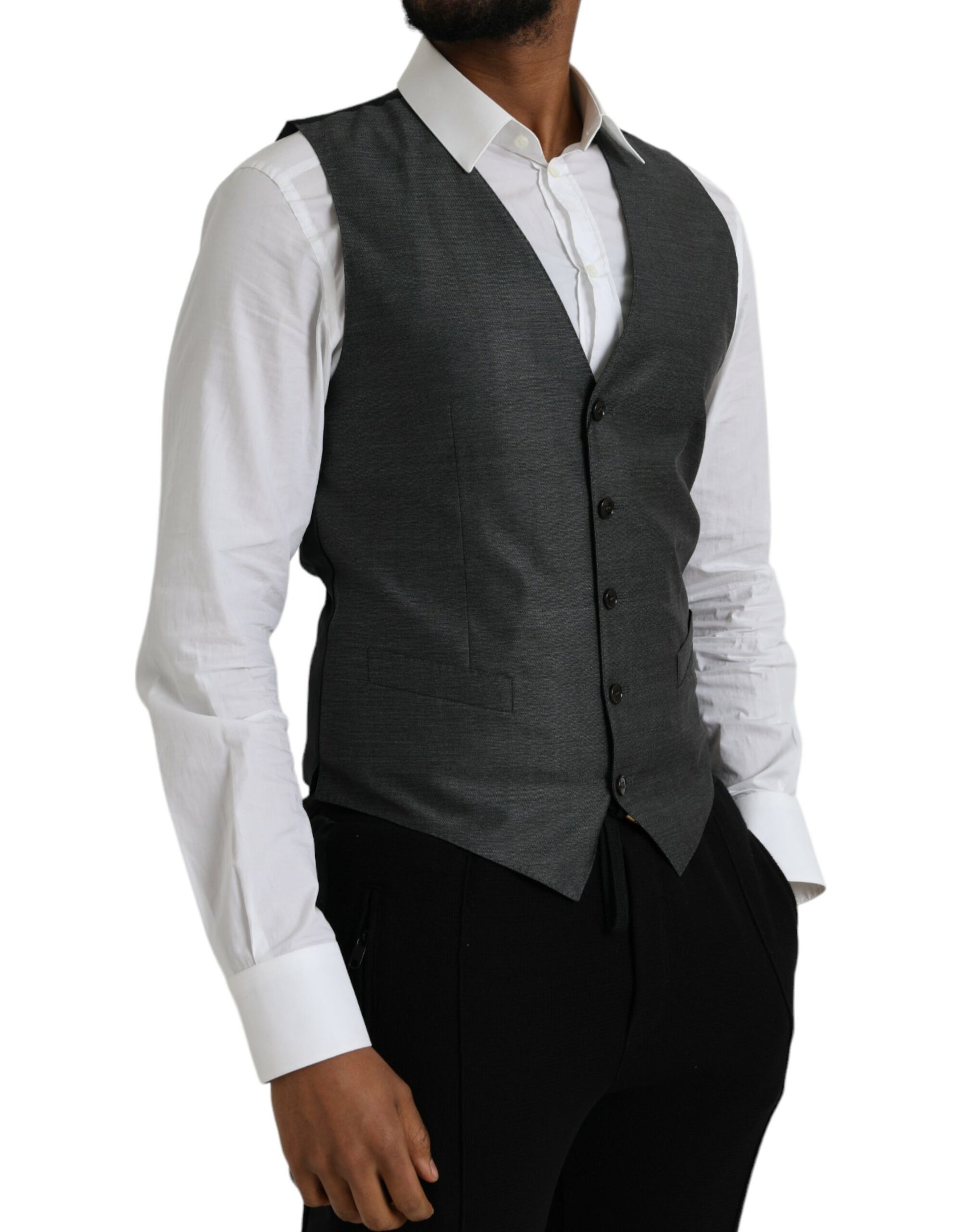 Grijs wollen formeel gilet vest