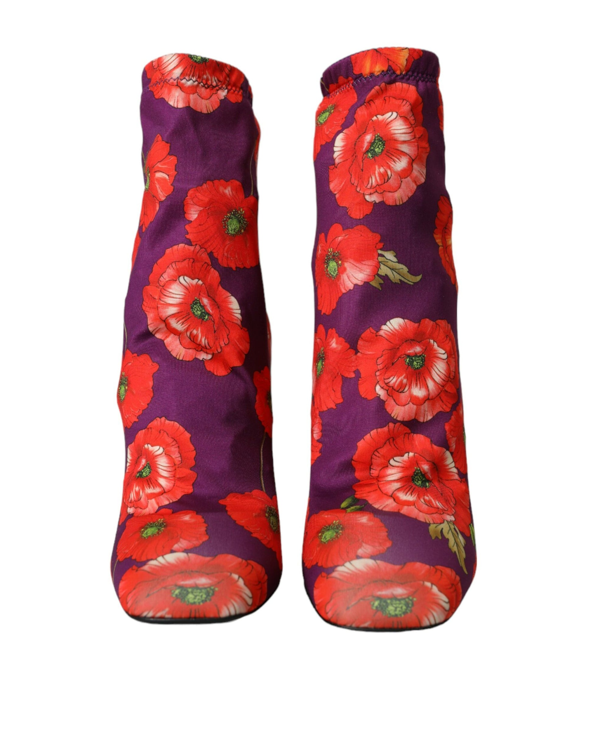 Paarse bloemen jersey stretch laarzen schoenen