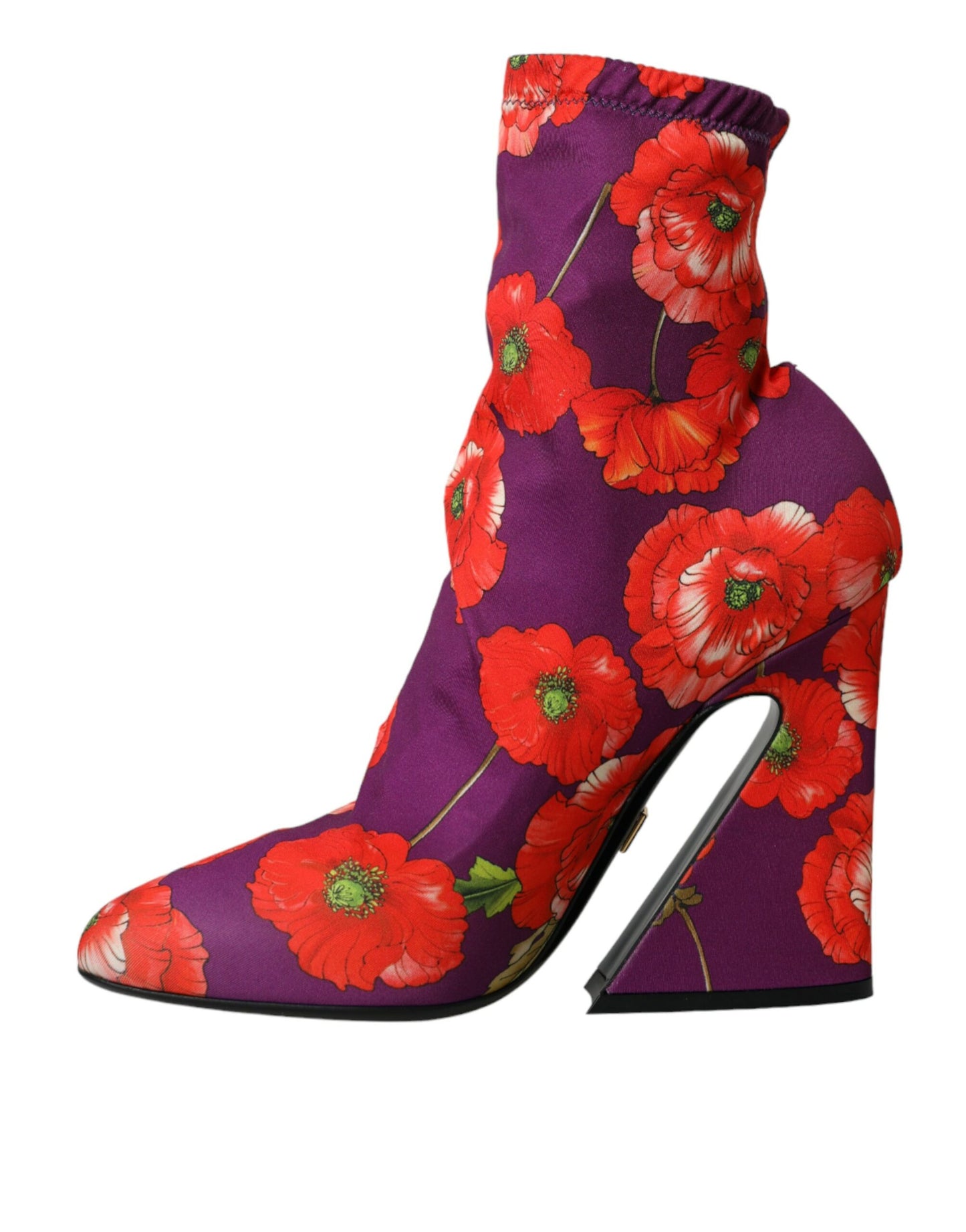 Paarse bloemen jersey stretch laarzen schoenen