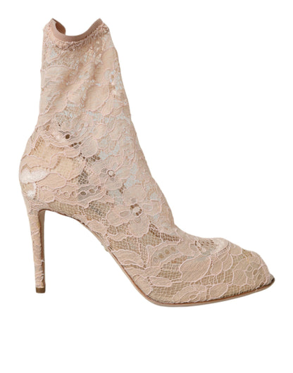 Beige Stretch Taormina Lace Boots Schoenen