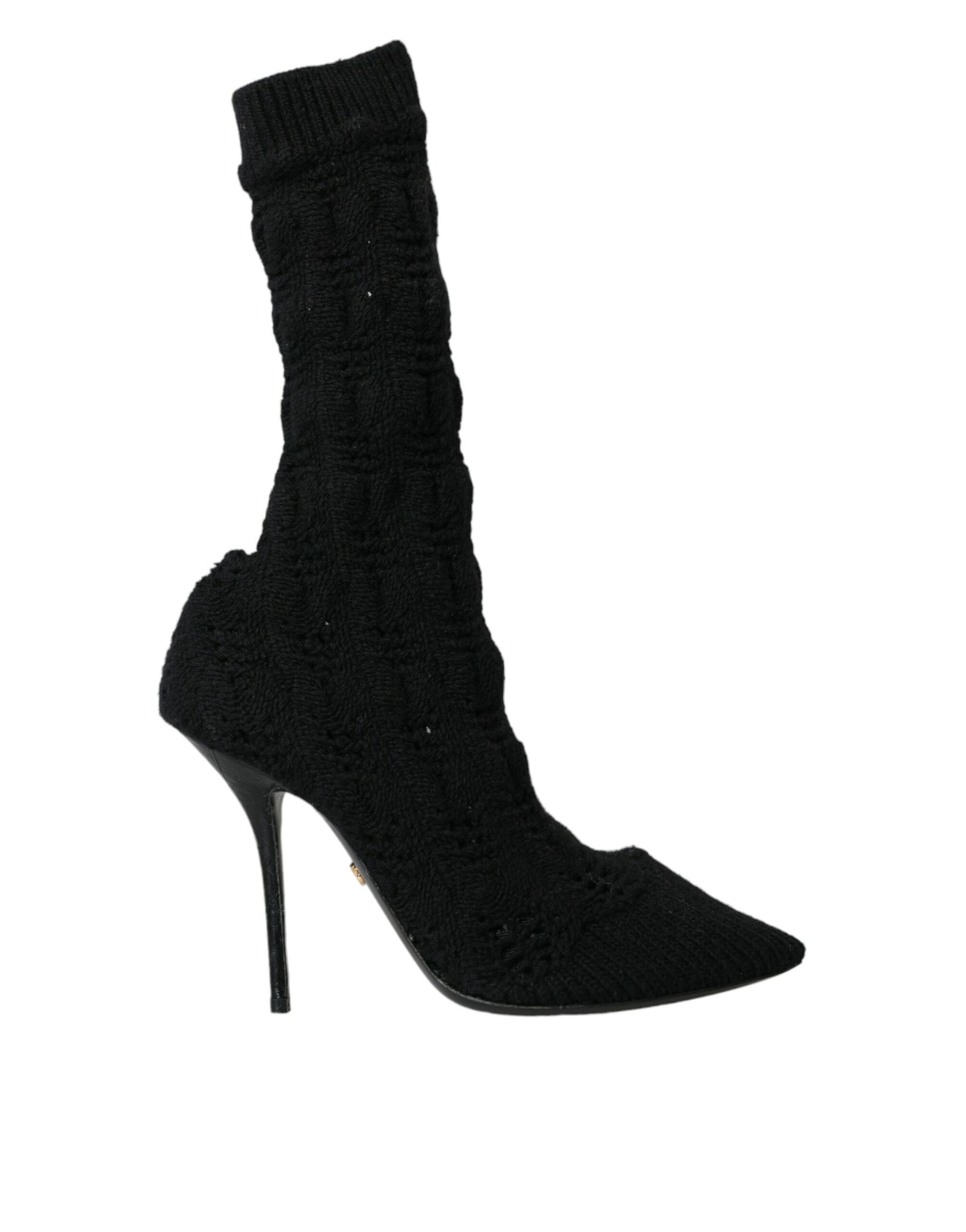 Zwarte Stiletto Hakken Mid Calf Laarzen Schoenen