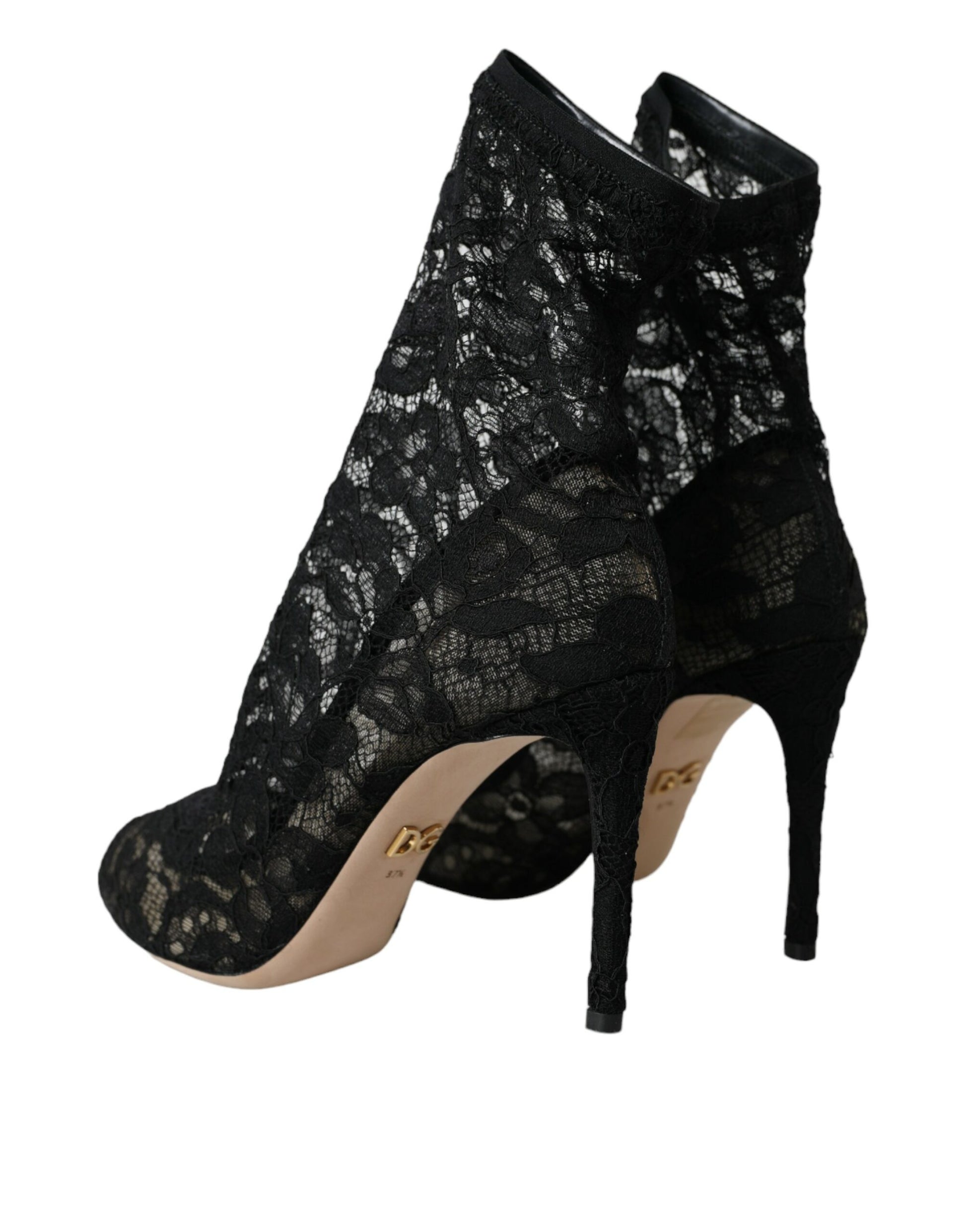 Black Stretch Taormina Lace Boots Shoes