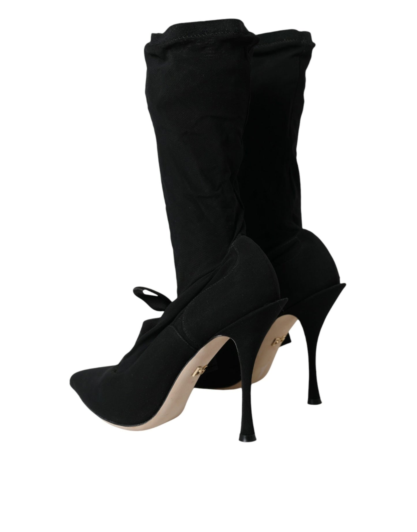 Zwarte Stiletto Hakken Mid Calf Laarzen Schoenen