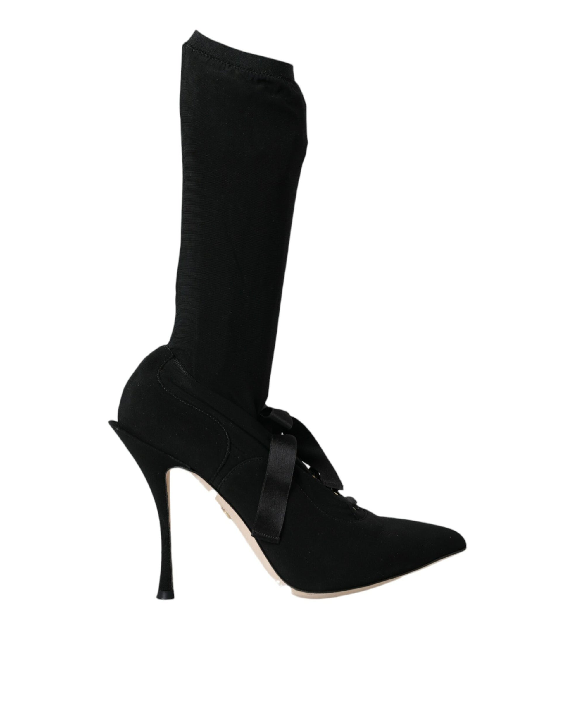 Zwarte Stiletto Hakken Mid Calf Laarzen Schoenen