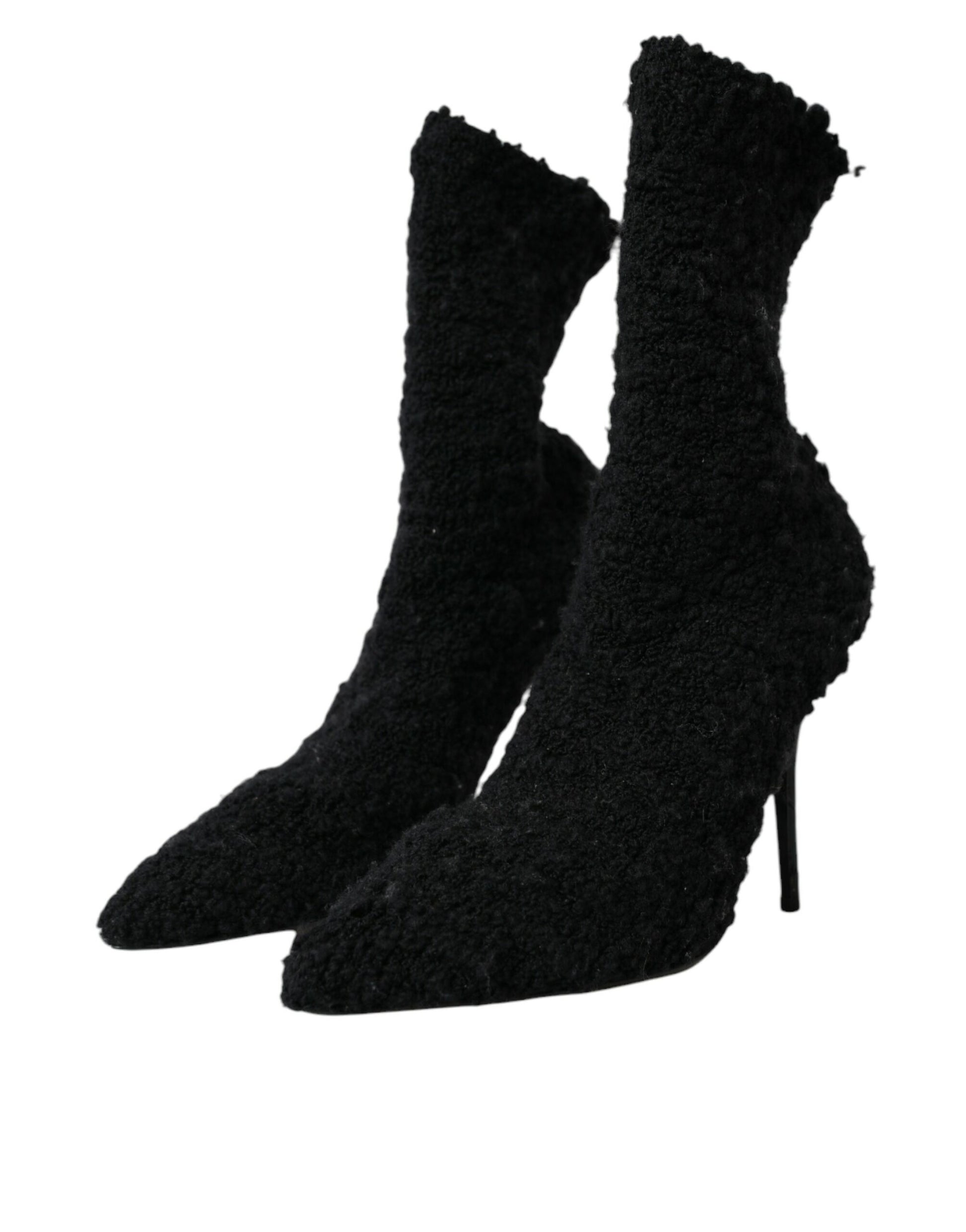 Zwarte Stiletto Hakken Mid Calf Laarzen Schoenen