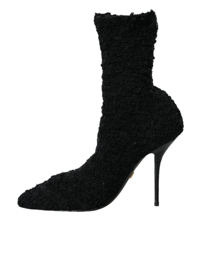 Zwarte Stiletto Hakken Mid Calf Laarzen Schoenen