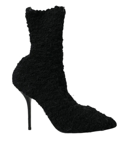 Zwarte Stiletto Hakken Mid Calf Laarzen Schoenen