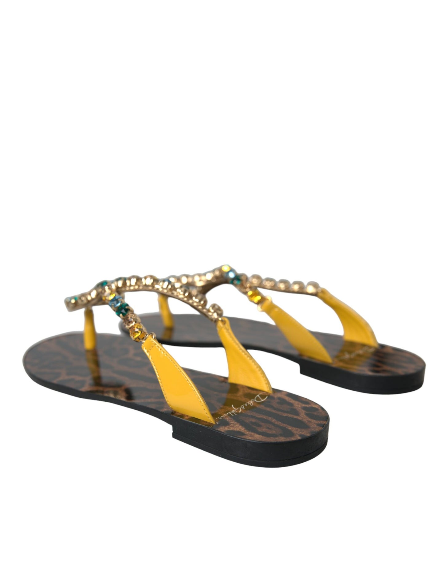 Mosterdkleurige kristal kalfsleren strandschoenen