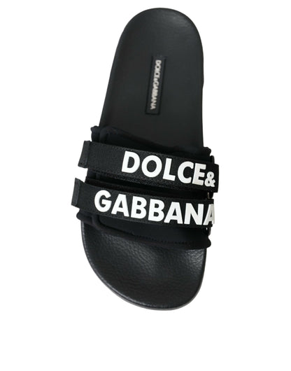 Black Neoprene Slides Flats Beachwear Shoes