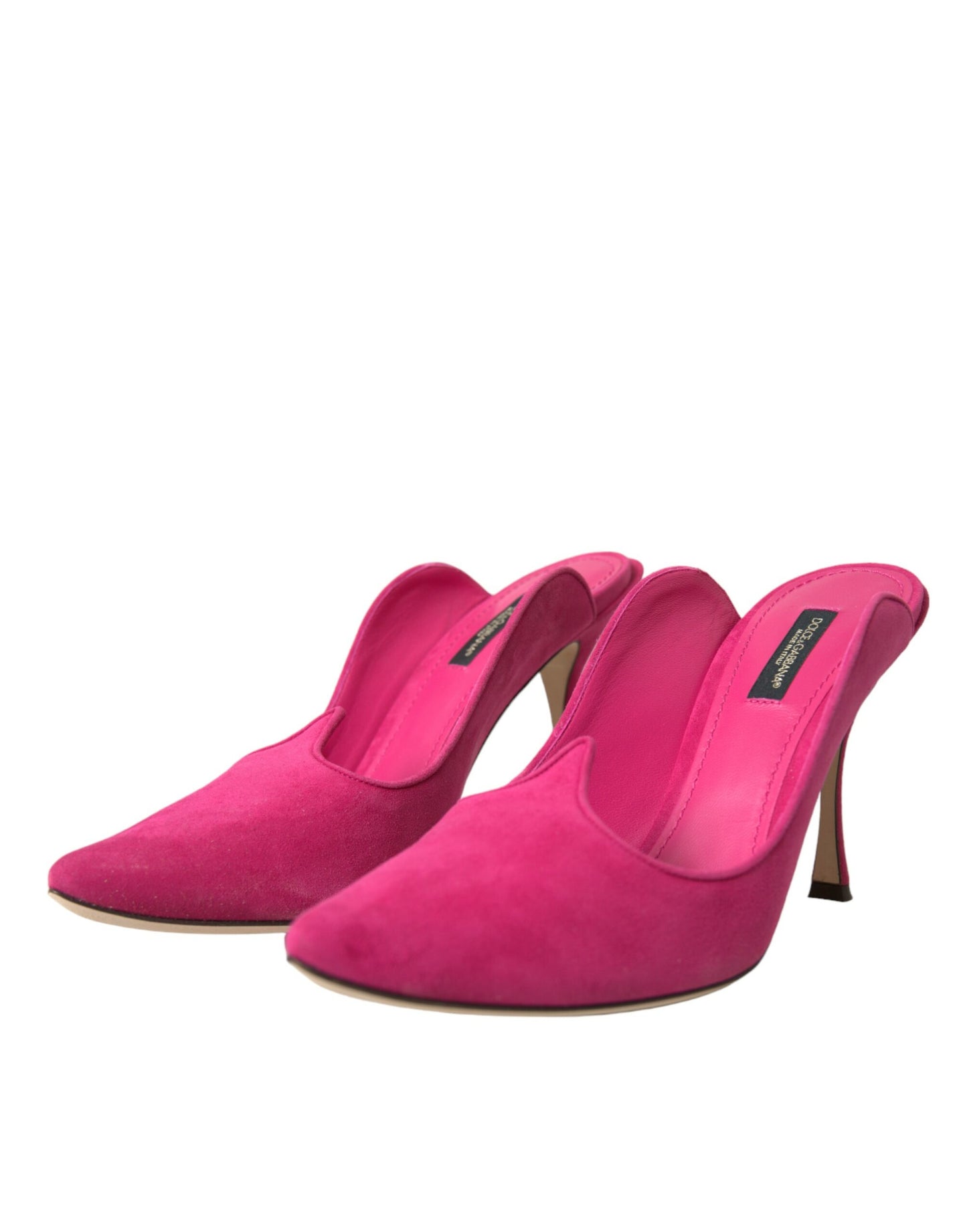 Fuchsia Suede Leather Mules Sandals Shoes