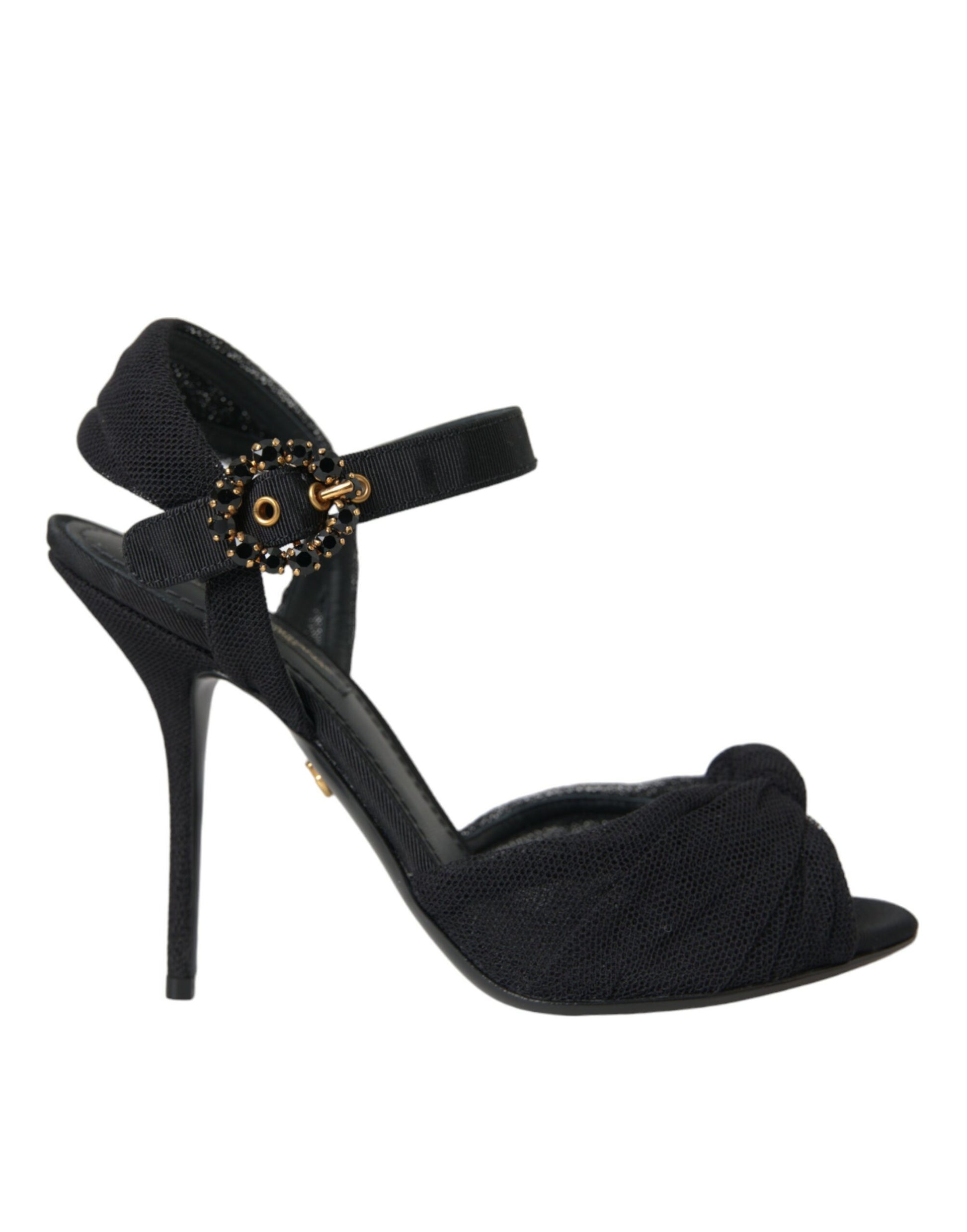 Black Suede Embellished Heels Sandals Shoes