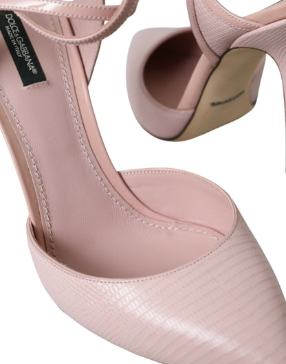 Roze leren enkelband hakken pumps schoenen