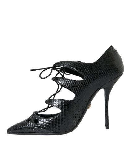 Zwarte Python leren Mary Jane pumps schoenen