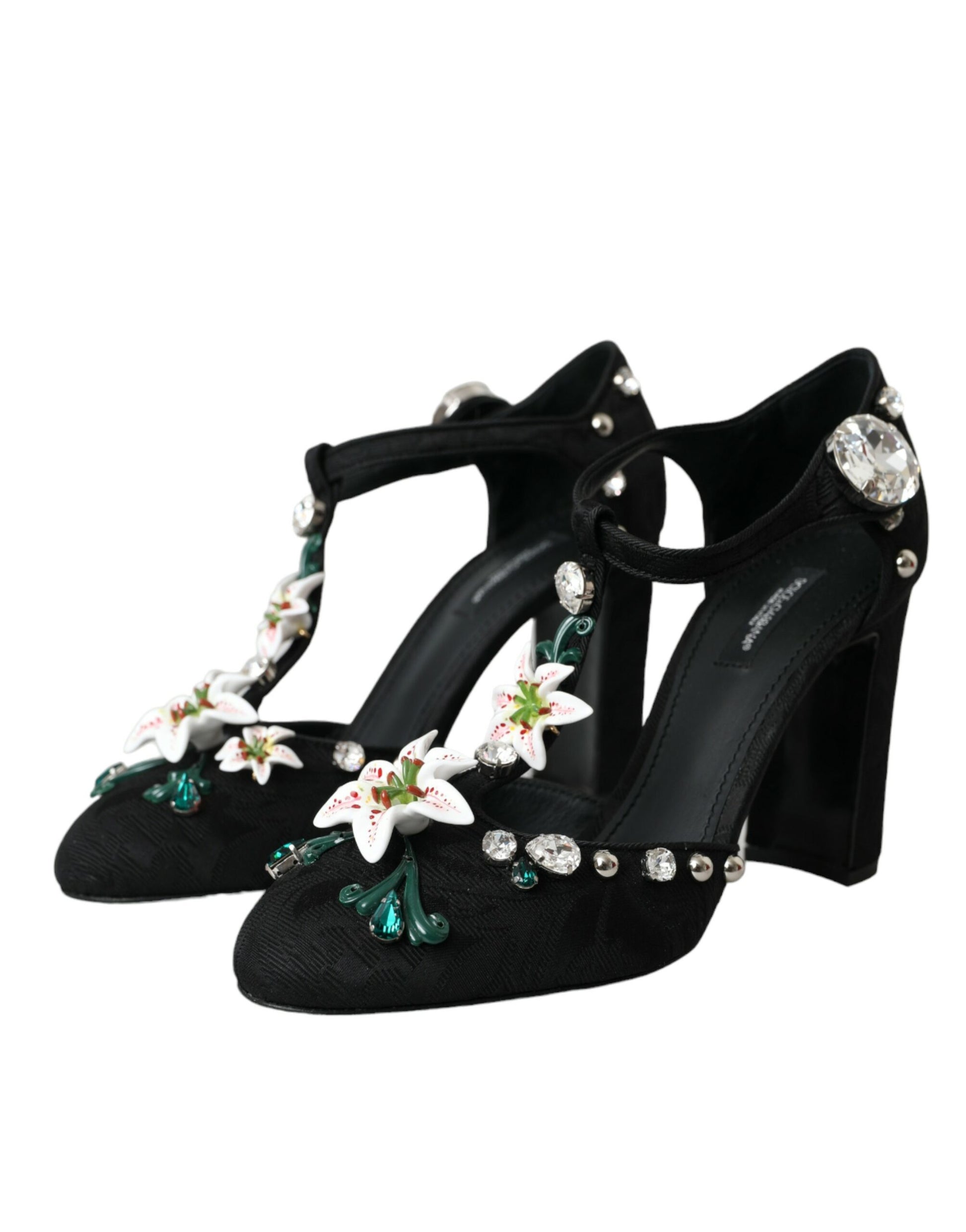 Black Lilies Crystal Heels Pumps Shoes