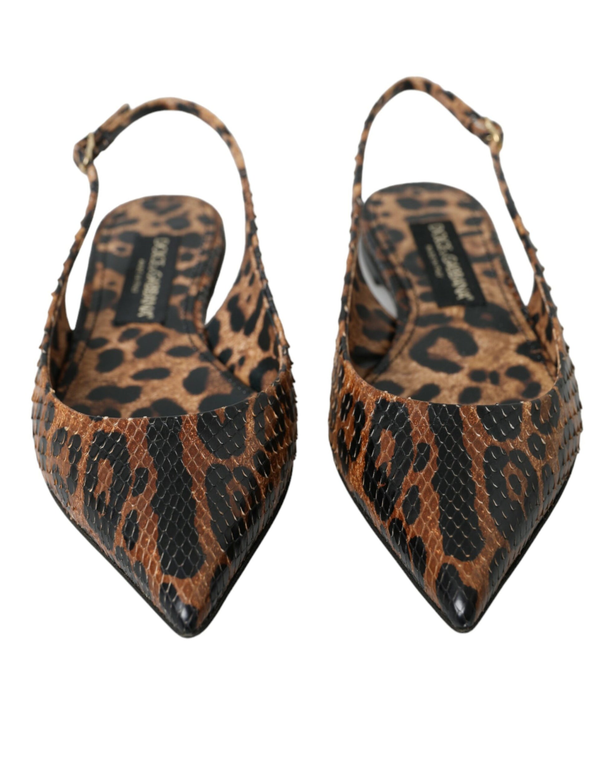 Brown Leopard Exotic Skin Slingback Shoes