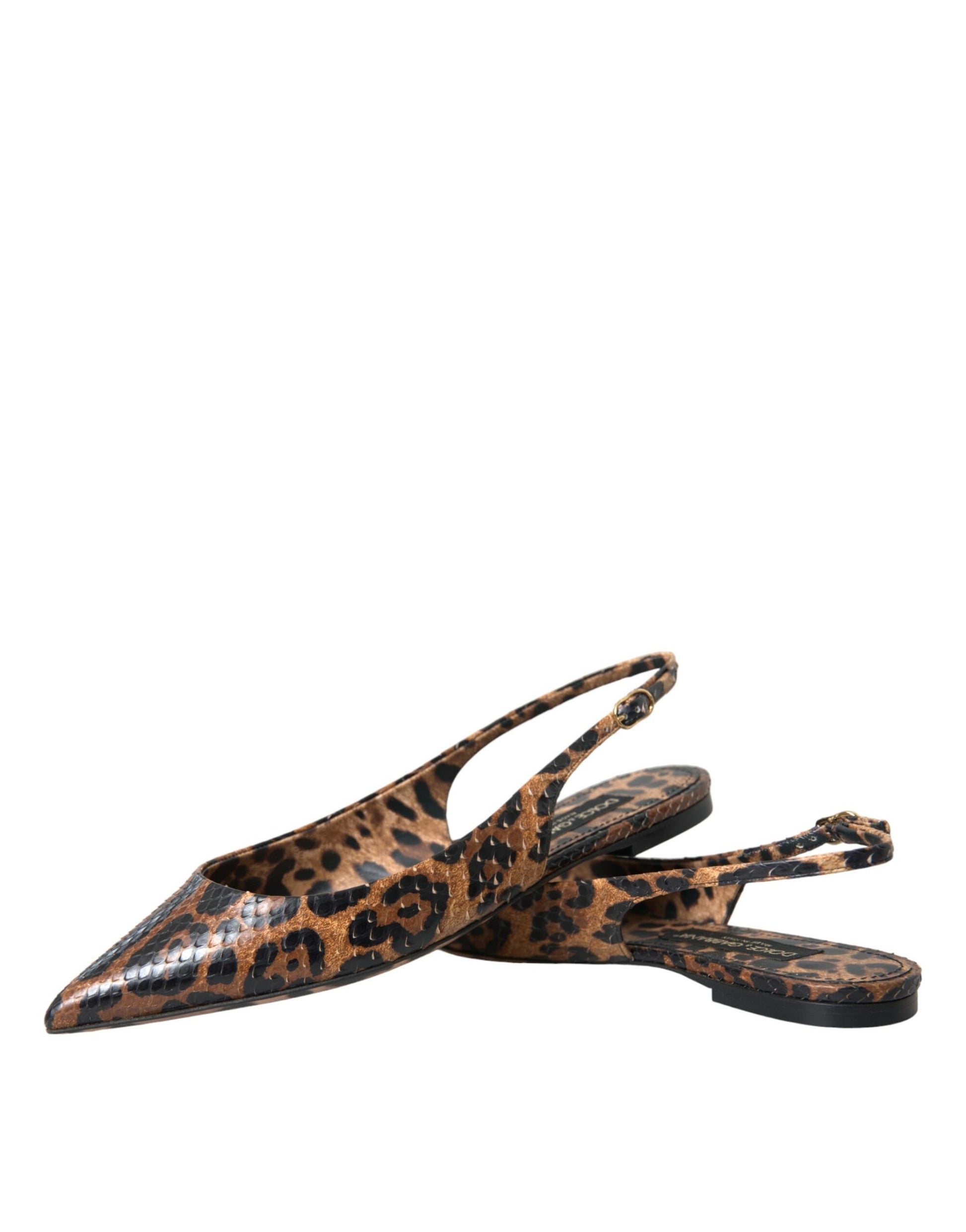 Brown Leopard Exotic Skin Slingback Shoes