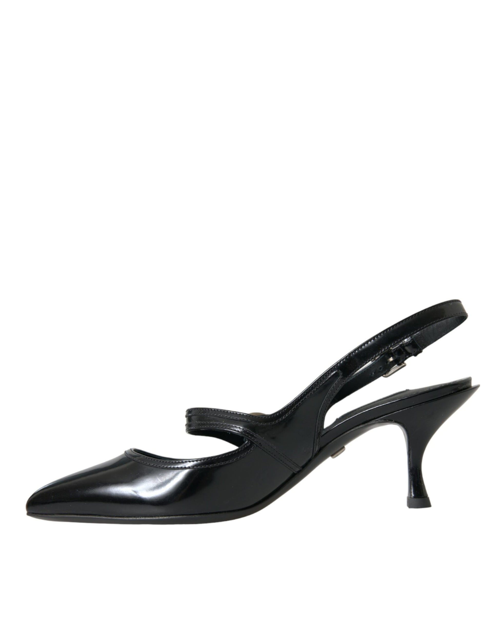 Zwarte leren versierde slingbacks schoenen