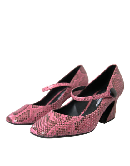 Roze Python leren Mary Jane hakken schoenen