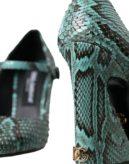 Aqua Python leren Mary Jane pumps schoenen